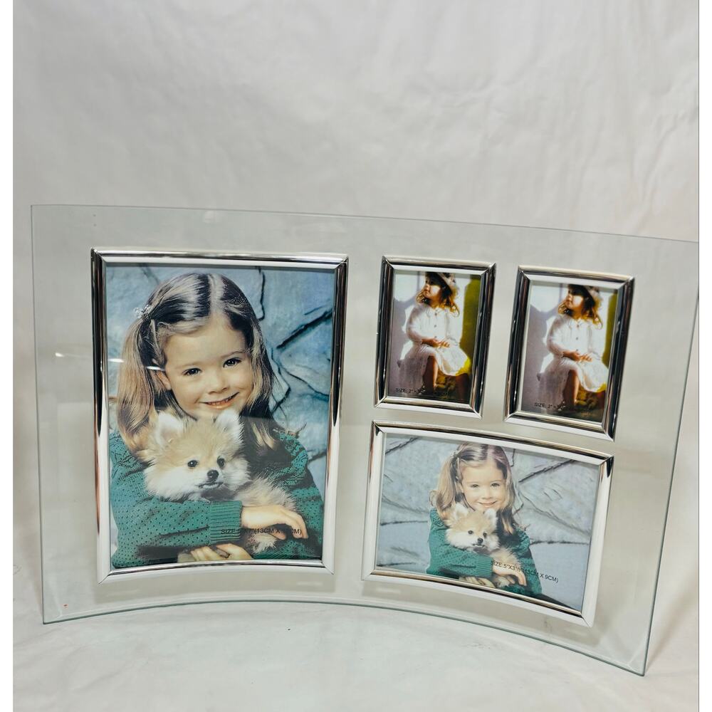 Jennifer Moore Tabletop Contemporary Glass Collage Photo Frame Picture Holder